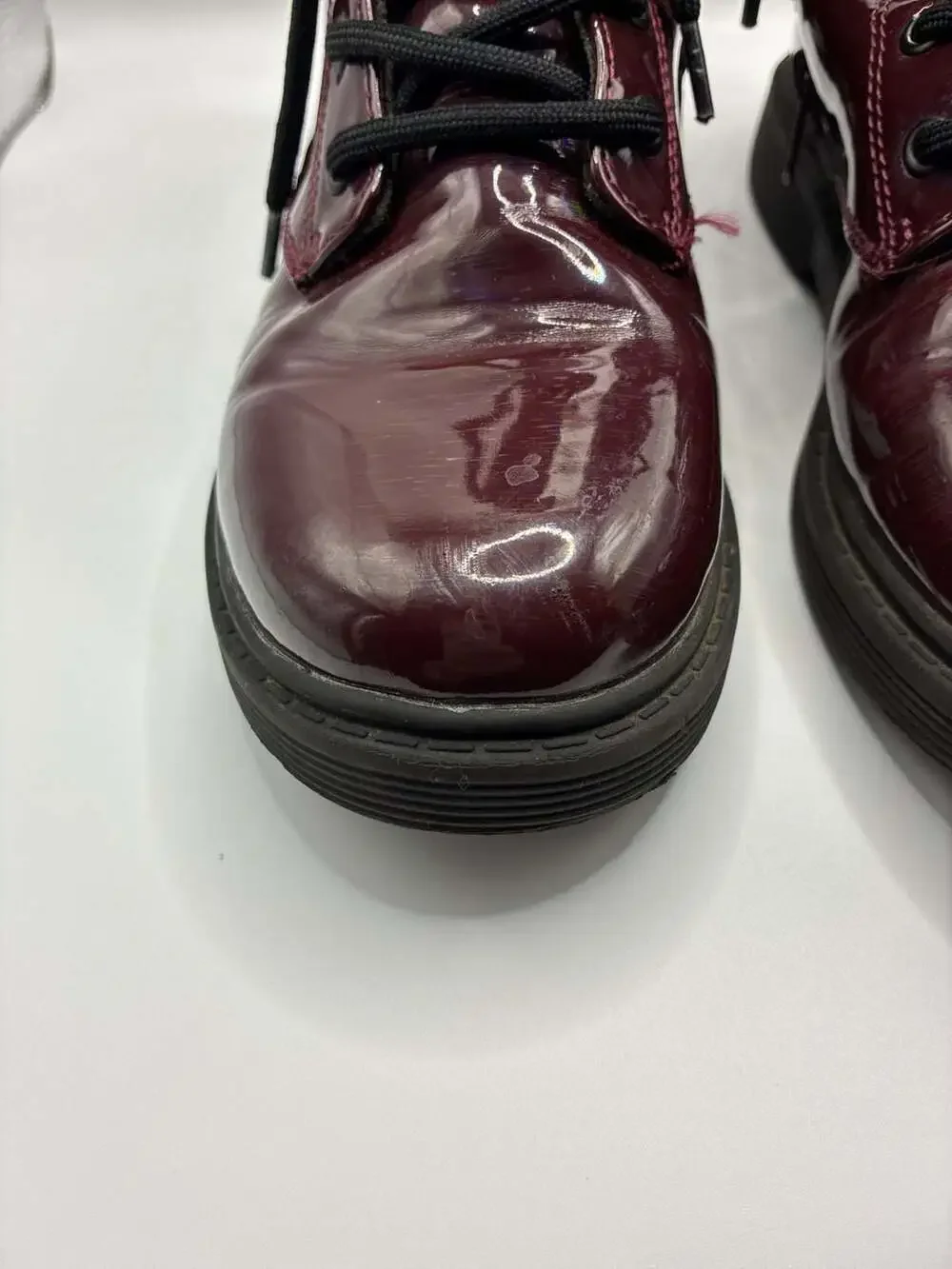 Art Class Girls Burgundy Patent Combat Boots Size 3